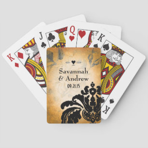 Romantische Heirloom Vintag Gold Rose Schwarzer Da Spielkarten