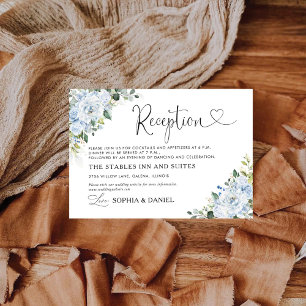 Romantische hellblaue Blumen-Hochzeitsempfangskart Begleitkarte