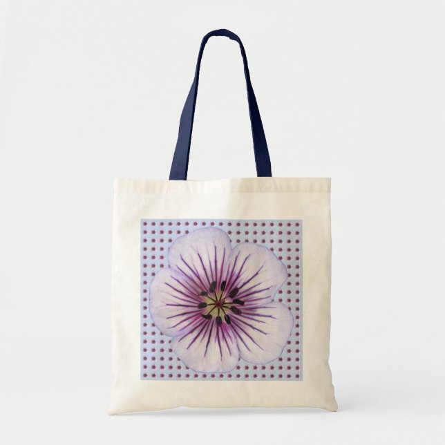Romantische hellblaue Pelargonie-Blume Tragetasche (Vorne)