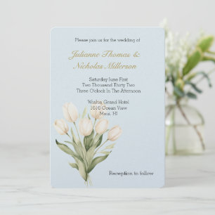 Romantische hellblaue Tulpen Blumenhochzeit Einladung