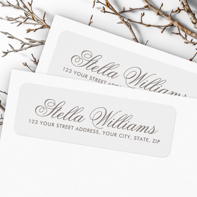 Romantische hellgraue Kalligraphieschrift (Romantic light gray calligraphy script label)
