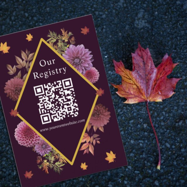 Romantische Herbst-Dahlia-Hochzeitsregistrierung Begleitkarte (Von Creator hochgeladen)