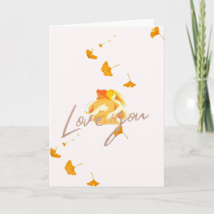 Romantische Herbst Liebeskarte mit Umarmung & Gink Karte