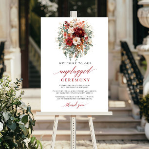 Romantische Herbst-Marsala-Floral-Unplugged-Zeremo Poster