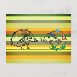 Romantische Herbst-Postkarten-Igel Zeichnend Postk Postkarte