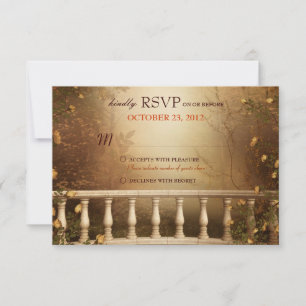Romantische Herbstblätter und Säulen Hochzeit RSVP Karte