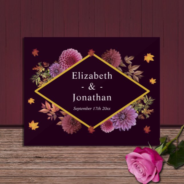 Romantische Herbstdahlia Hochzeit Acrylschild (Von Creator hochgeladen)