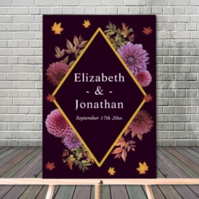 Romantische Herbstdahlia Hochzeit Acrylschild (Von Creator hochgeladen)