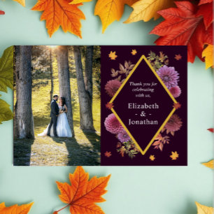 Romantische Herbstdahlia Hochzeit Dankeskarte