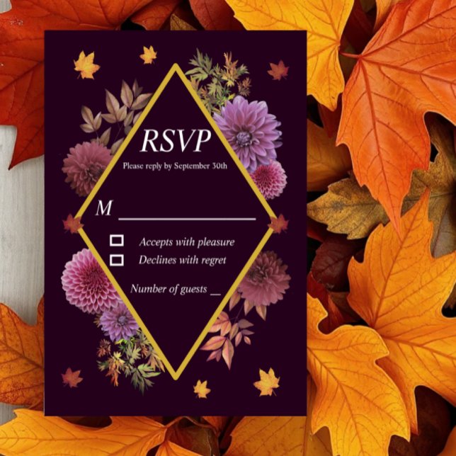 Romantische Herbstdahlia Hochzeit RSVP Karte (Von Creator hochgeladen)