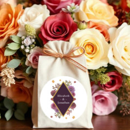 Romantische Herbstdahlia Hochzeit Runder Aufkleber