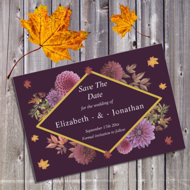 Romantische Herbstdahlia Hochzeit Save The Date (Von Creator hochgeladen)