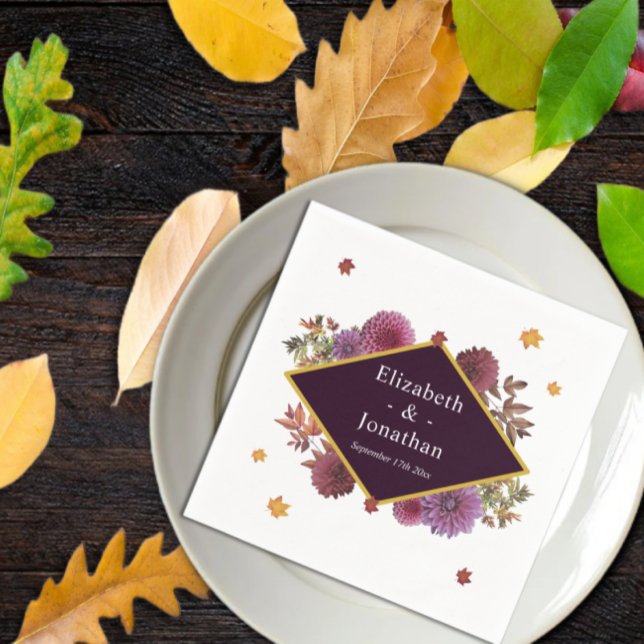 Romantische Herbstdahlia Hochzeit Serviette (Von Creator hochgeladen)