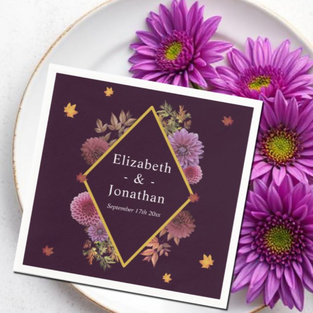 Romantische Herbstdahlia Hochzeit Serviette (Von Creator hochgeladen)