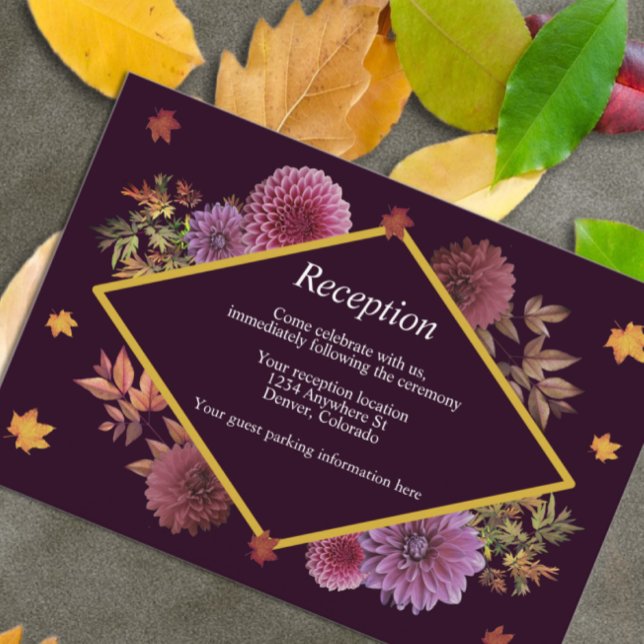 Romantische Herbstdahlia Hochzeitsempfehlung Begleitkarte (Von Creator hochgeladen)