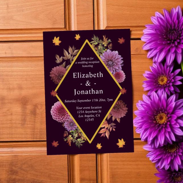 Romantische Herbstdahlia Hochzeitsempfehlung Einladung (Von Creator hochgeladen)