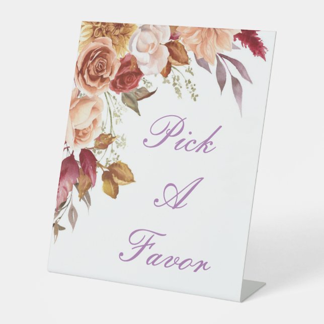 ROMANTISCHE HERBSTFARBEN BRAUTPARTY WELCOME SIGN SOCKELSCHILD (Vorderseite)