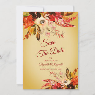 Romantische Herbstfloral gewaschen Gold Save the D Einladung