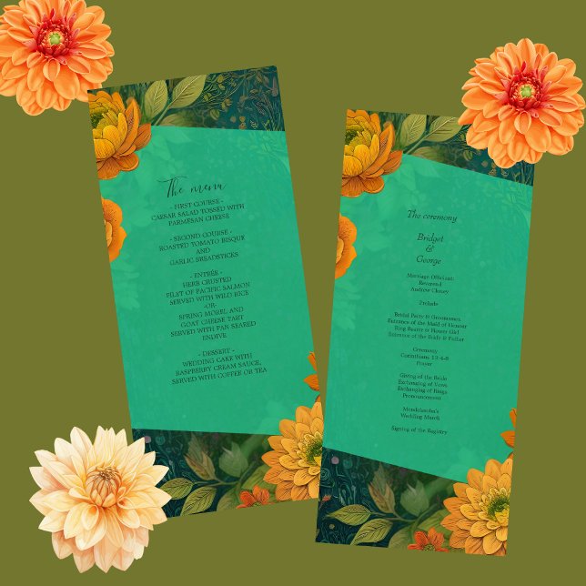 Romantische Herbstflorale Hochzeitskarte & Program Programm (Von Creator hochgeladen)
