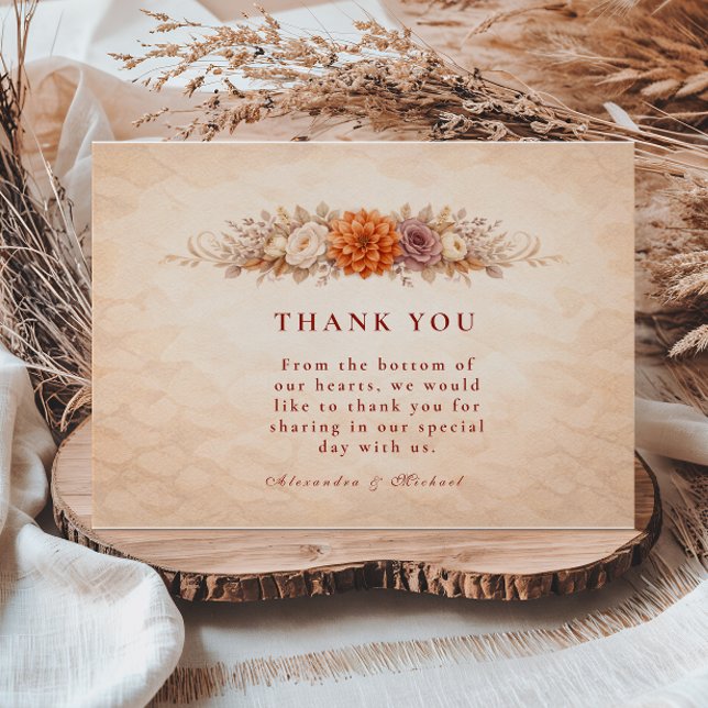 Romantische Herbstgartenhochzeit Dankeskarte (Von Creator hochgeladen)