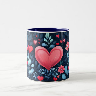 Romantische Herz-Illustration als Geschenk zum Val Zweifarbige Tasse