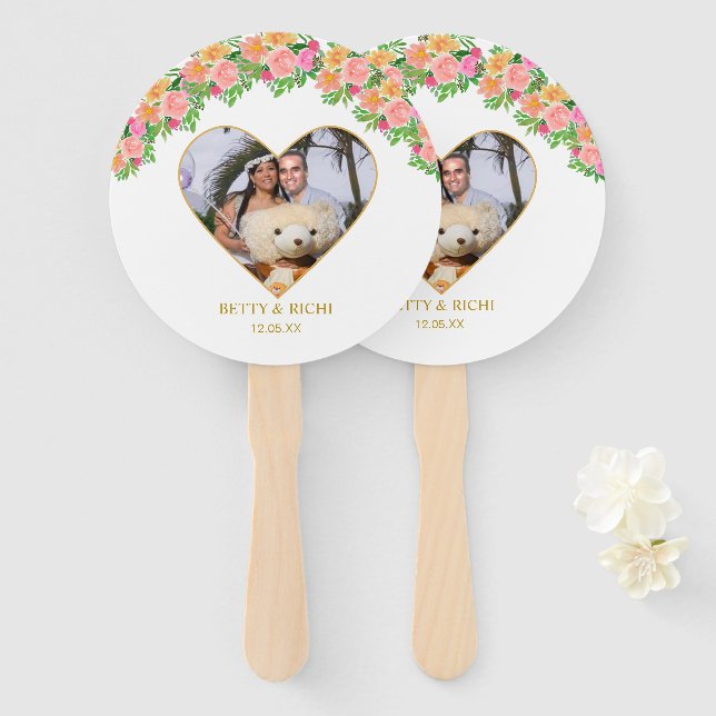 Romantische Herz-und Rosa-Blume Fächer (Vorne und Hinten)