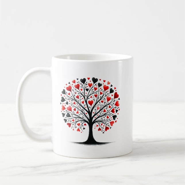 Romantische Herzbaum-Wasserfarbillustration Kaffeetasse (Links)
