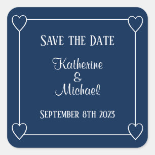 Romantische Herzen Moderne dunkelblaue einfache Ho Quadratischer Aufkleber