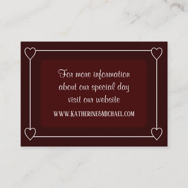 Romantische Herzen Moderne dunkelrote einfache Hoc Begleitkarte (Vorderseite)