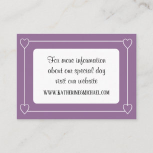 Romantische Herzen Moderne Lila und weiße Hochzeit Begleitkarte
