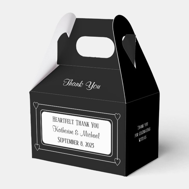 Romantische Herzen Moderne Schwarz-Weiß-Hochzeit Geschenkschachtel (Vorderseite)