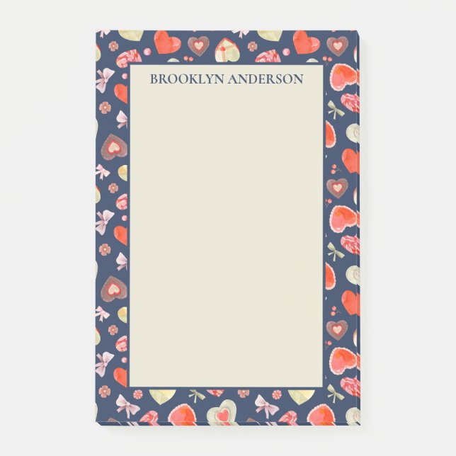 Romantische Herzen Post-it Klebezettel (Vorderseite)