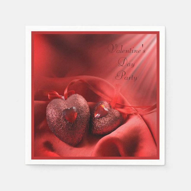 Romantische Herzen u. Silk Valentinstag Serviette (Vorderseite)