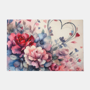 Romantische Herzen und Rosen Küchenbodenmatte Fußmatte