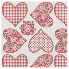 Romantische Herzen und Rosen-Muster-Gewebe Stoff