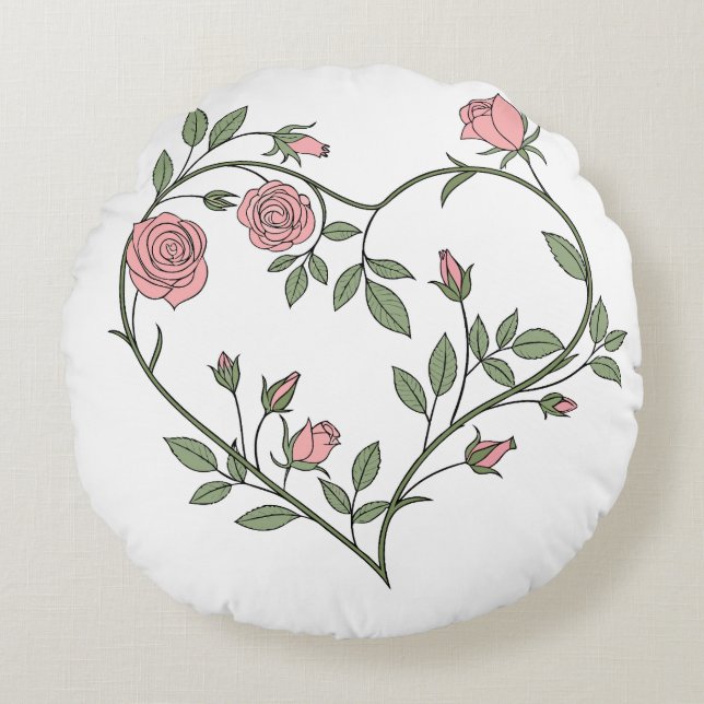 "Romantische herzförmige Rose Kissen (Vorderseite)