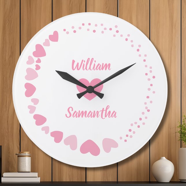 Romantische Herzfrequenz Liebe Große Wanduhr (Von Creator hochgeladen)
