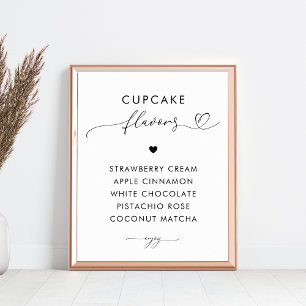 Romantische Herzschrift Cupcake Flavours Hochzeits Poster