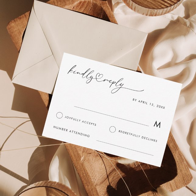 Romantische Herzschrift Minimalistisch Elegante Ho RSVP Karte (Von Creator hochgeladen)
