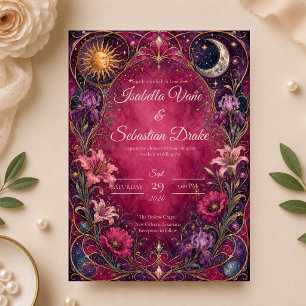 Romantische himmlische Art Nouveau-Hochzeit Einladung