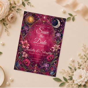 Romantische himmlische Art Nouveau-Hochzeit Save The Date
