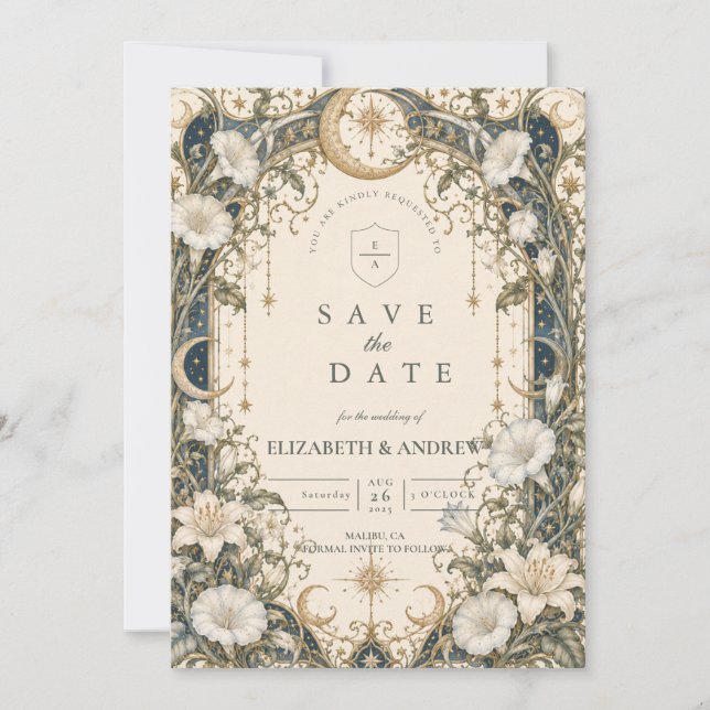 Romantische himmlische Gartenhochzeit Save The Date (Vorderseite)