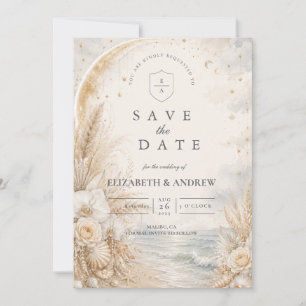 Romantische himmlische Strandhochzeit Save The Date