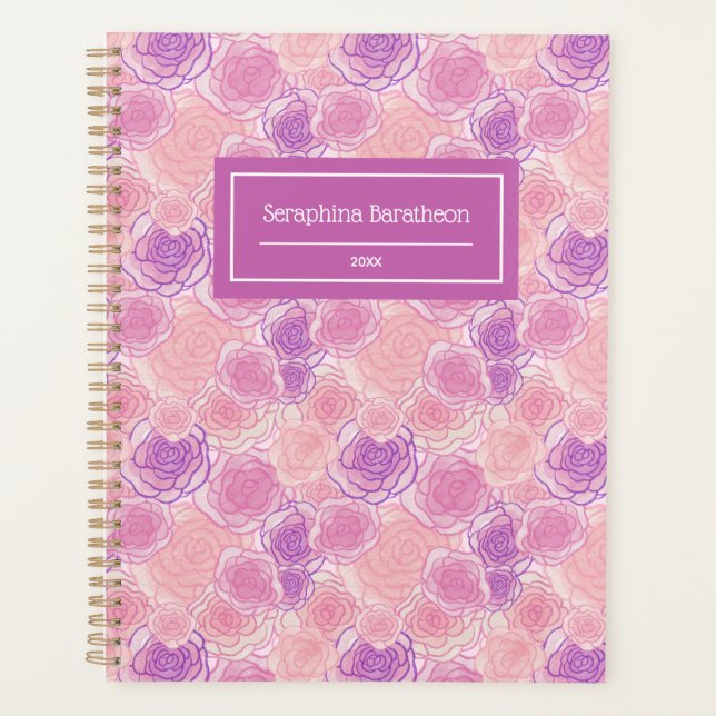Romantische Hippy-Rose Personalisiert Planer (Vorderseite)