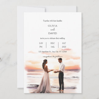 Romantische Hochzeit am Strand Einladung