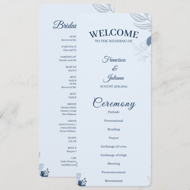 Romantische Hochzeit am Wasser Programm (Vorne/Hinten)