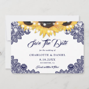 Romantische Hochzeit der Blaublauen Sonnenblume Save The Date