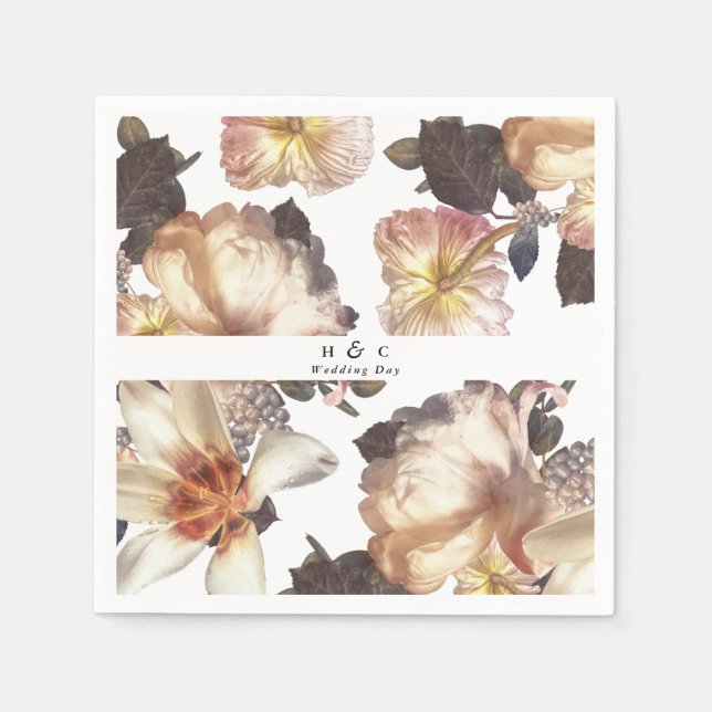 Romantische Hochzeit der modernen Blume Serviette (Vorderseite)
