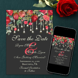 Romantische Hochzeit der Rote Rose Garden Save The Date