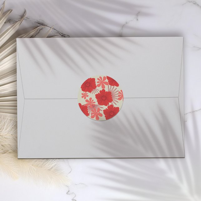 Romantische Hochzeit der Roten Flora Runder Aufkleber (Von Creator hochgeladen)